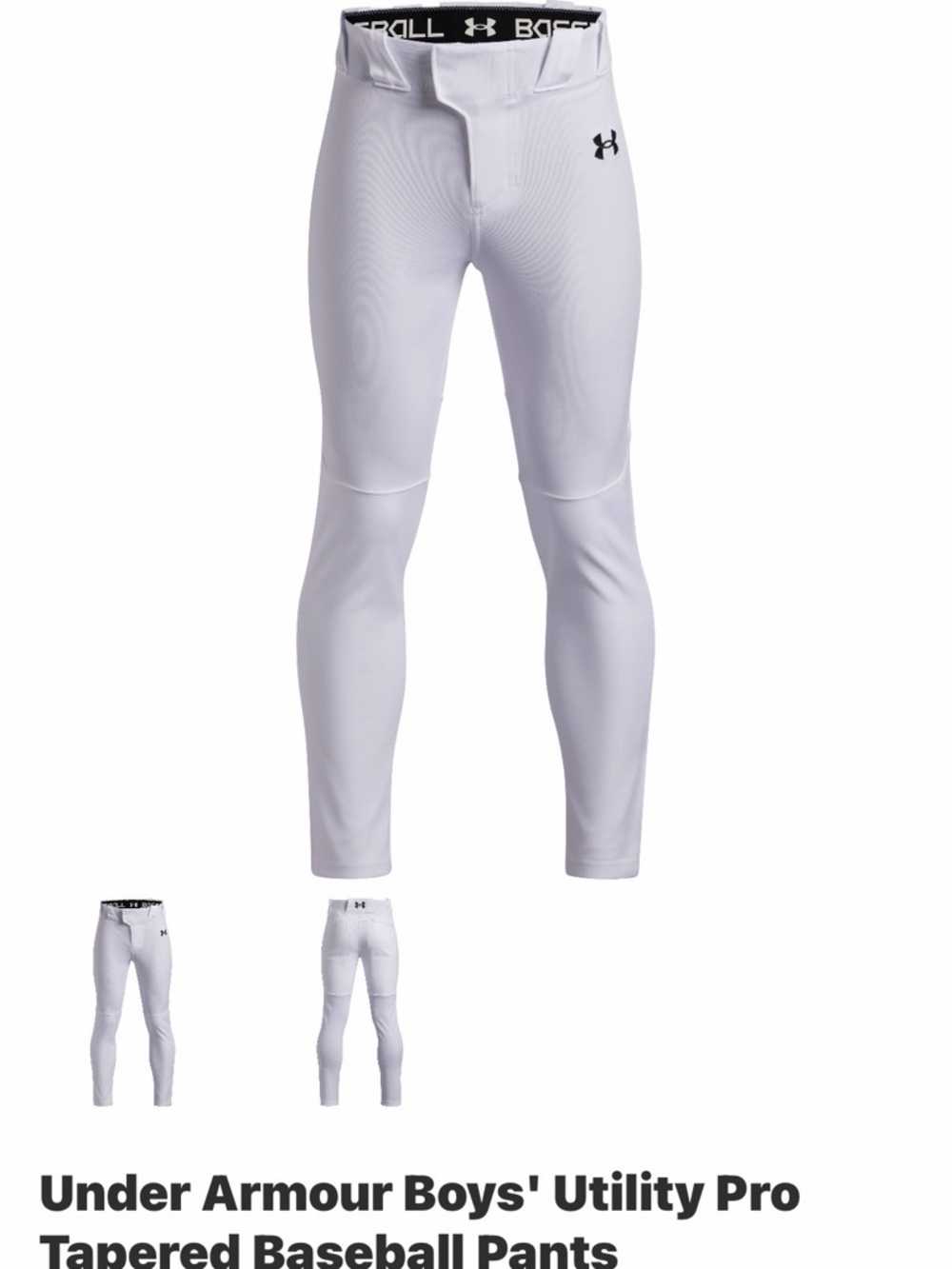 Under Armour White Boys' Tapered Baseball Pants